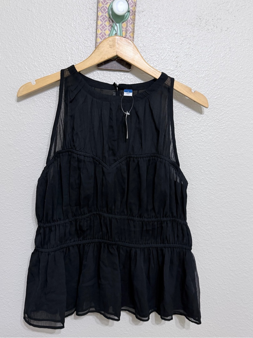 Old Navy Black Sheer Tiered Sleeveless Camisole